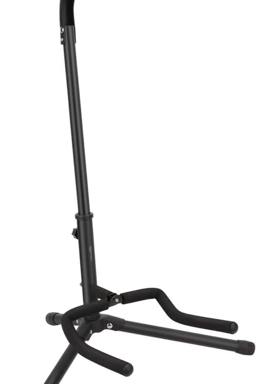 Height Adjustable Foldable Guitar Stand with Secure Support for Acoustic, Electric, Bass and Banjos, Sturdy, Black