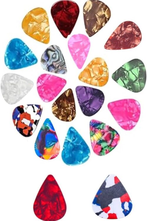 20 Pack Guitar Picks 4 Different Thickness Colorful Celluloid Guitar Picks Plectrums for Acoustic Guitar, Electric Guitar, Bass, Ukulele 0.46mm/0.71mm/0.81mm/0.96mm