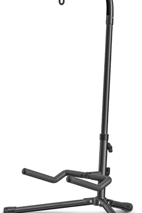 Guitar Stand - Adjustable Fit Electric, Classical Guitars and Bass, Load Capacity 20LB, Accessories, Folding Type Black (CG-4)