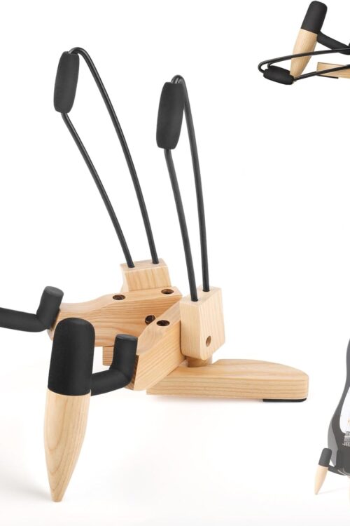Electric Guitar Floor Stand, Bass Guitar Stand, Folding Wooden Floor Stand, Portable Guitar Stand with Non-Slip Rubber and Padded Foam (Ashwood)