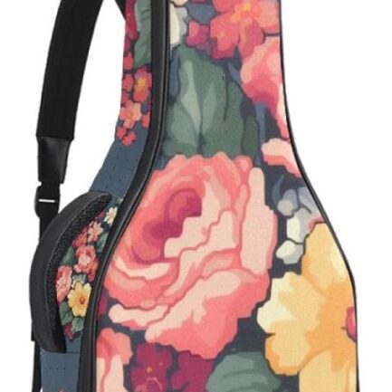 a Bouquet of Flowers Acoustic Guitar Bag, Guitar Case Gig Bag 40 41 42 inch with Dual Adjustable Shoulder Strap and Back Hanger Loop