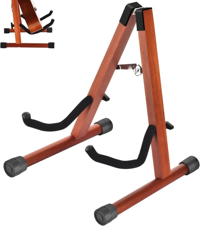 Guitar Stand, Acoustic Guitar Stand, Folding A-Frame Electric Guitar Stand, Wooden Guitar Stands Floor For School Music Program, Concerts & Multiple Users, Easy to Assemble