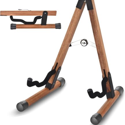 Folding Acoustic Guitar Stand with Soft Foam Arms, Electric Guitar Stand with Non-Slip Rubber and Soft Foam Arms, Portable Folding A-Frame Acoustic Guitar Stand for Travel, No Need Assemble