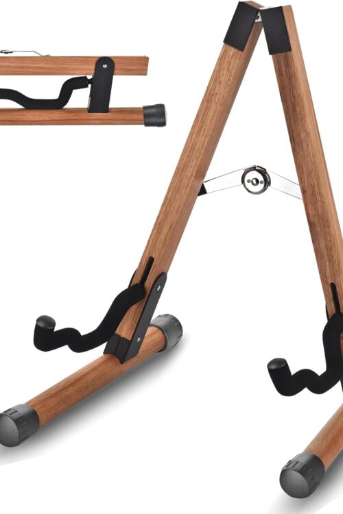 Folding Acoustic Guitar Stand with Soft Foam Arms, Electric Guitar Stand with Non-Slip Rubber and Soft Foam Arms, Portable Folding A-Frame Acoustic Guitar Stand for Travel, No Need Assemble