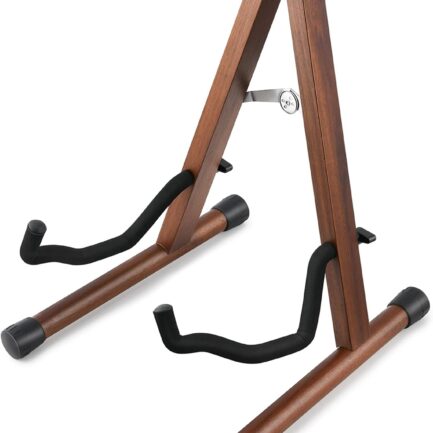 Wood Guitar Stand, Acoustic Electric Wooden Guitar Floor Stand, A Frame Folding Guitar Holder Adjustable for Bass, Cello, Mandolin, Banjo, Ukulele