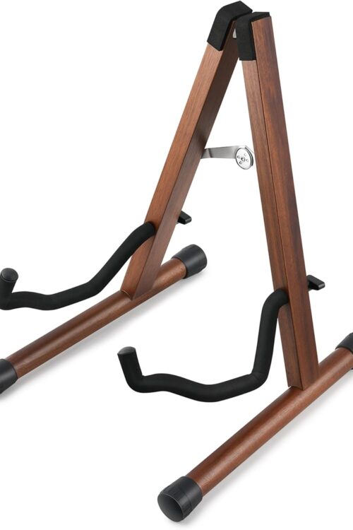 Wood Guitar Stand, Acoustic Electric Wooden Guitar Floor Stand, A Frame Folding Guitar Holder Adjustable for Bass, Cello, Mandolin, Banjo, Ukulele