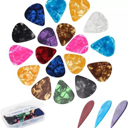 21 Packs Guitar Picks With Organizer Box Bass Picks Thin, Medium & Heavy 3 Different Thickness For Electric Acoustic Guitars Ukulele Bass, Guitar Gifts For Men Women Players
