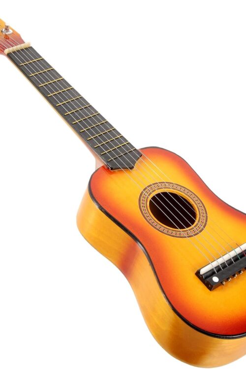 21 Inch Acoustic Guitar, Wooden Musical Instrument for Beginners, Adjustable Strings