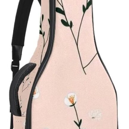 Small Flowers Tiny Floral on Light Pink Background Acoustic Guitar Gig Bag, 1 cm Thick Padding Waterproof Guitar Case Backpack with Dual Adjustable Shoulder Strap for 40-42 Inch Guitar