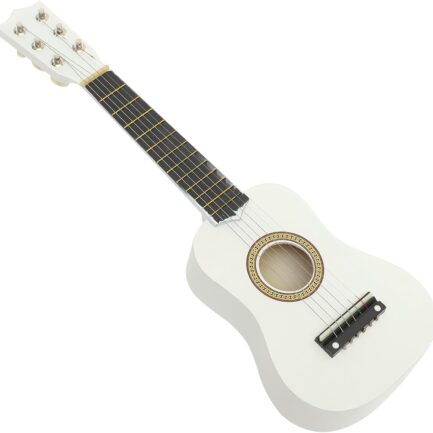 Kids Acoustic Guitar 21 Inch Guitar Acoustic for Beginners Children 6-String Wooden (White) Kids
