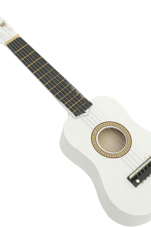 Kids Acoustic Guitar 21 Inch Guitar Acoustic for Beginners Children 6-String Wooden (White) Kids