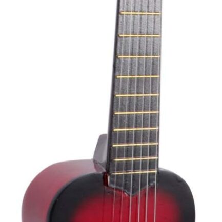 21 Inch Wooden Acoustic Guitar, Small Size Portable Musical Instrument for Beginners, Adjustable Strings, Red