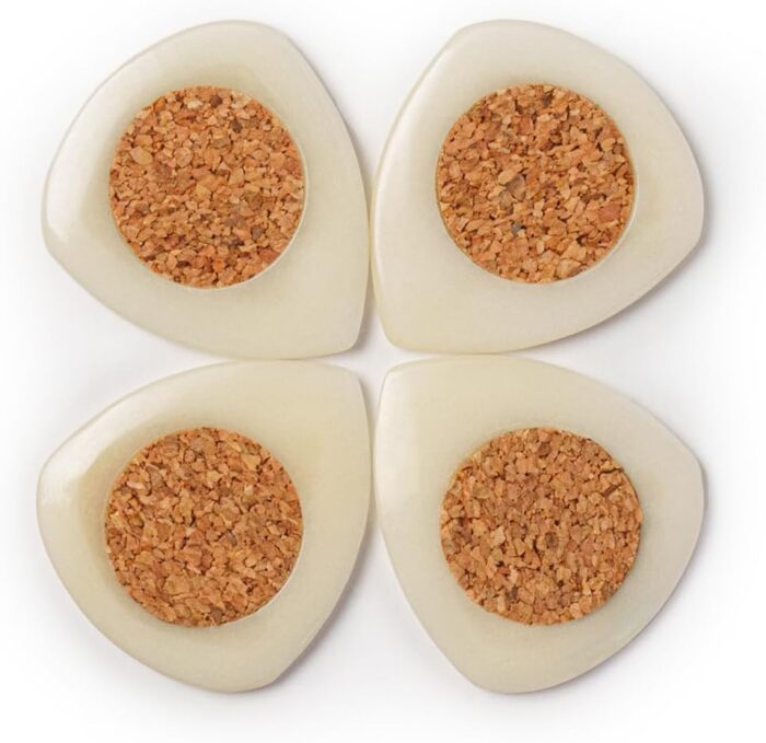 Handcrafted  Guitar Picks with Embedded Cork Grip – Four Pack – Warm Tone for Acoustic & Electric Guitars, 2.5 mm Heavy Gauge Thickness, Unique Jewelry-Like Design - Image 2