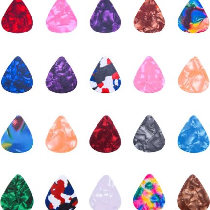 Stylish Colorful Celluloid Guitar Picks Plectrums for Guitar Bass Ukulele 0.46mm (Pack of 12 - Assorted Colors)