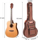 Acoustic Guitar Bag 40 41 42 Inches, 6 Pockets Guitar Case Waterproof Oxford Cloth Thick Sponge Pad, Dual Adjustable Shoulder Strap Soft Guitar Case Gig Bag, Brown