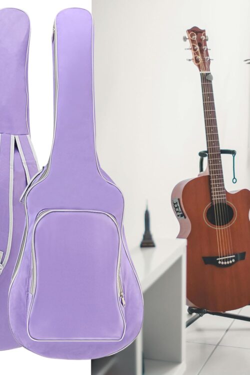 Acoustic Guitar Bag 40 41 Inch, Guitar Gig Bag, Double Shoulder Adjustable Straps Guitar Case, Waterproof Soft Guitar Backpack Large Capacity Pocket for Acoustic Classical Guitar, Ideal Gift, Purple