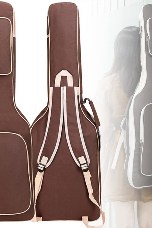 Electric Guitar Bag 40 Inch, Guitar Case with Double Shoulder Adjustable Straps, Guitar Gig Bag Large Capacity Pocket, Waterproof Soft Guitar Backpack Ideal Gift for Classical Guitar Lover, Brown