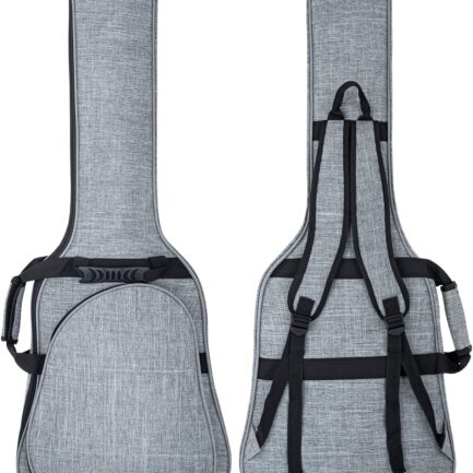 Electric Guitar Bag Gig Bag 0.35 inch Padding Waterproof Electric Guitar Case, Electric Guitar Gig Bag Backpack with Neck Strap and Pockets Soft Guitar Case, Grey