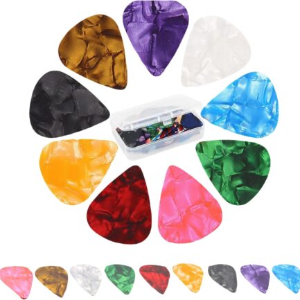 21 Packs Guitar Picks For Electric Acoustic Guitars Ukulele Bass,Guitar Gifts,3 different thicknesses are available in thin, medium and heavy straps (with storage box) Color Random