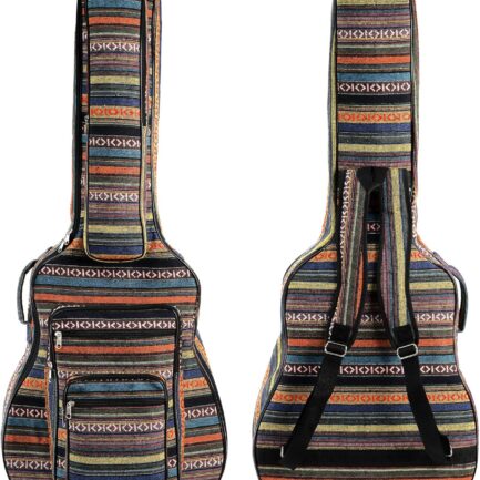 43 Inch Acoustic Guitar Gig Bag with Backpack Strap and 5 Pockets, Bohemian Vintage Guitar Storage Case Bag