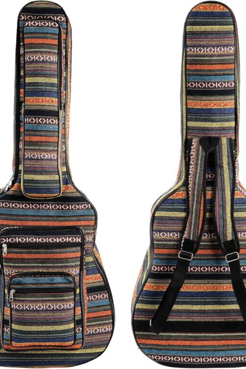 43 Inch Acoustic Guitar Gig Bag with Backpack Strap and 5 Pockets, Bohemian Vintage Guitar Storage Case Bag